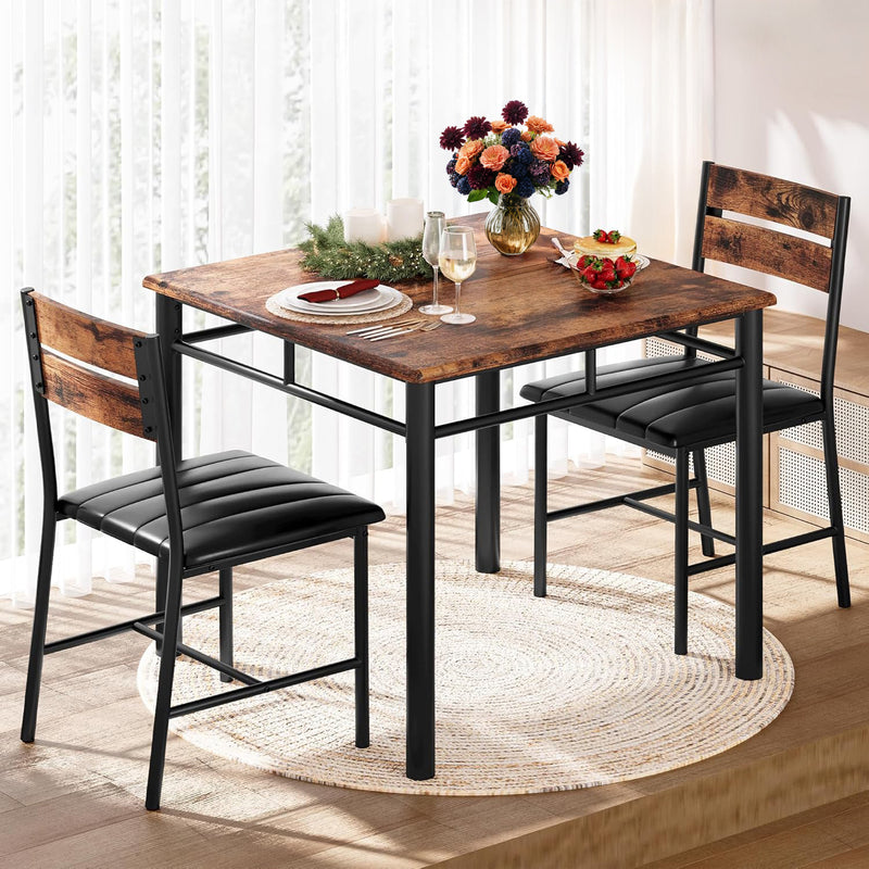 Dining Table Set for 2 Small Kitchen Table with Upholstered Chairs, Compact Dining Set, Kitchen, Dining Room