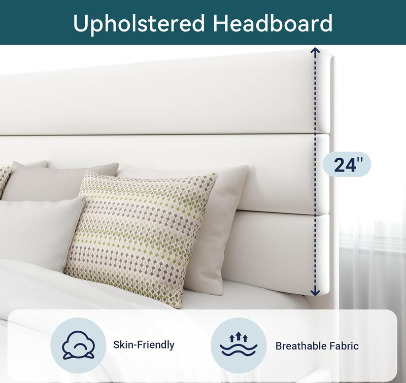 Velvet Platform Bed Frame with Upholstered Headboard Wooden Slats Support, Fully Upholstered Mattress Foundation