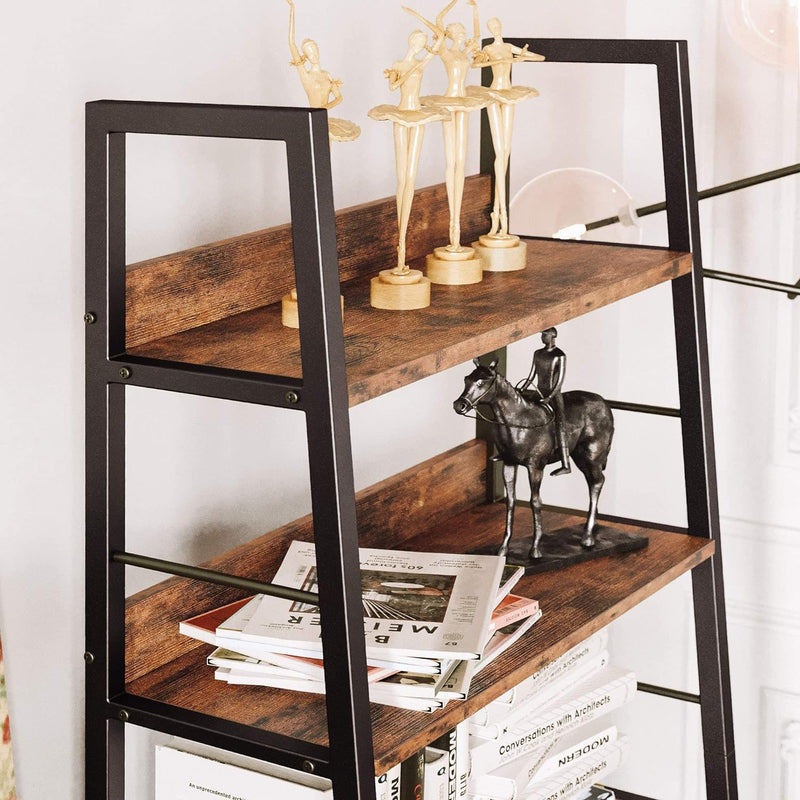 Industrial Bookshelves and Bookcases Ladder Shelf 5 Tier with Metal Frame