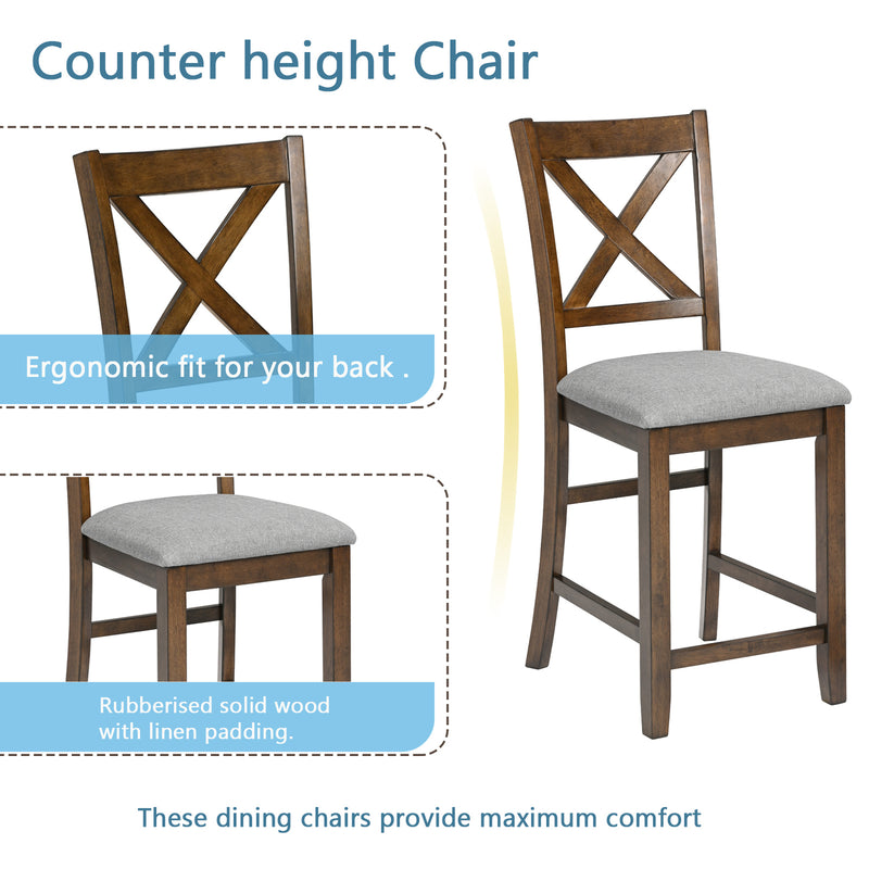 5 Piece Dining Table Set Dining Table Set for 4, Wooden Kitchen Table with 4 Upholstered Chairs