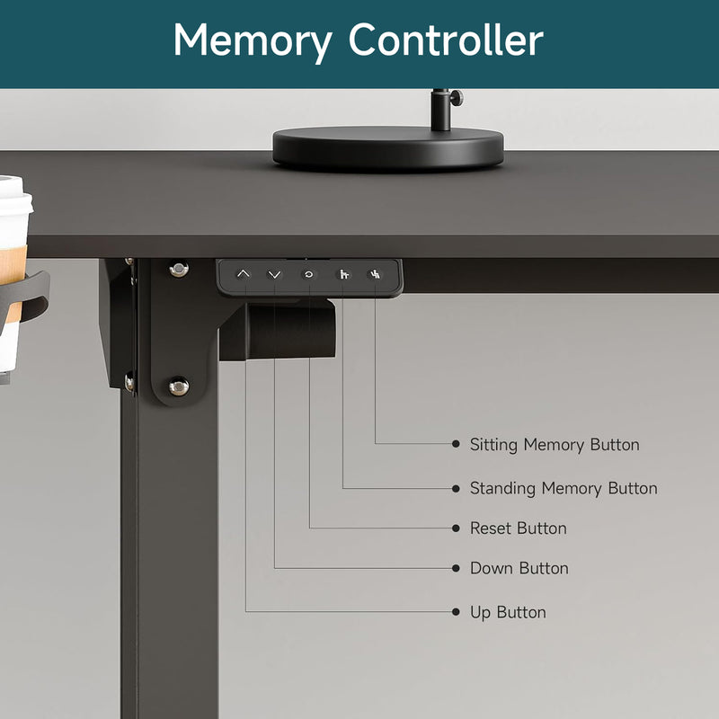 L Shaped Desk Electric Standing Desk with Dual Motors and Memory Controller, 63 x 43 Inch