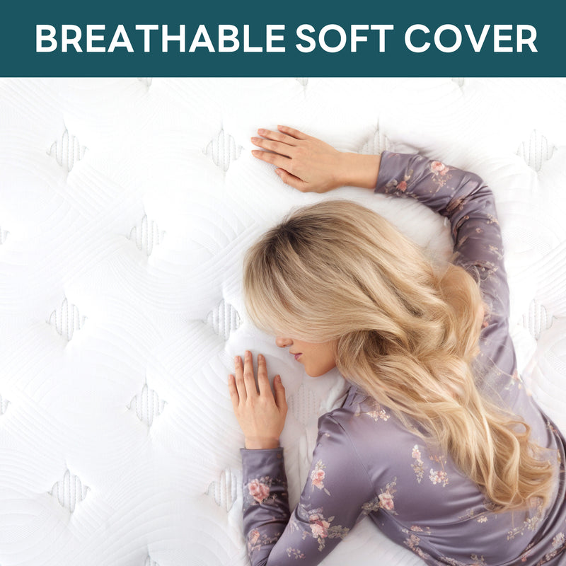 12 Inch Mattress with Breathable Knitted Fabric, Memory Foam Mattress with Individually Wrapped Coils, CertiPUR-US Certified, Medium Firmness, SG Made
