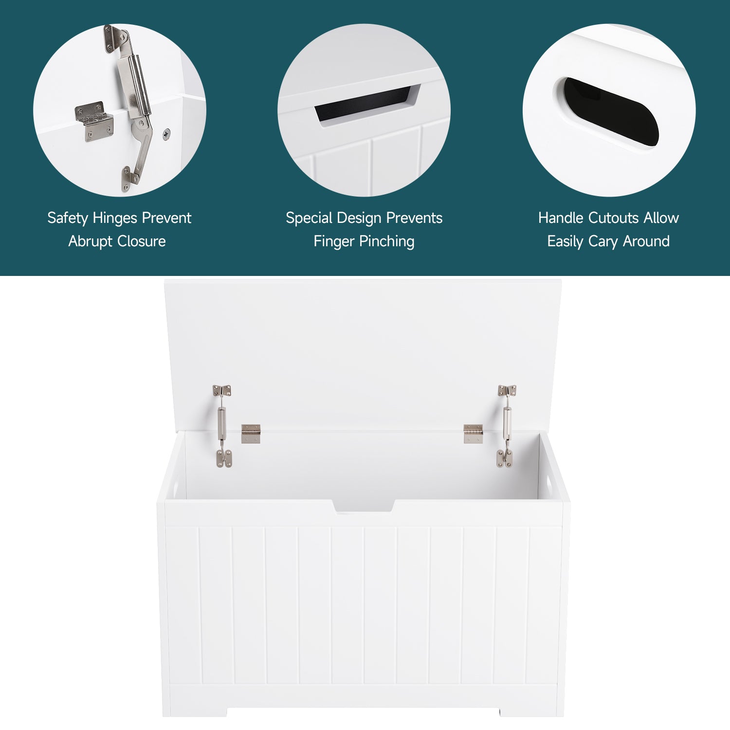 Storage Chest with Lid Wooden Toy Chest with Safety Hinge