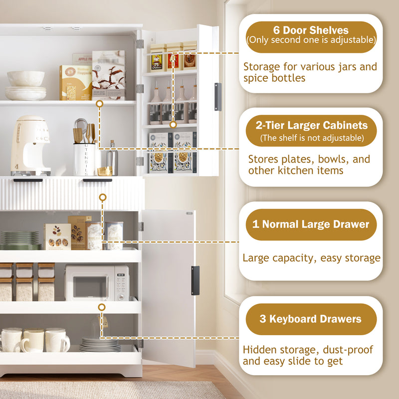 Pantry Cabinet Kitchen Storage Cabinet, 72&