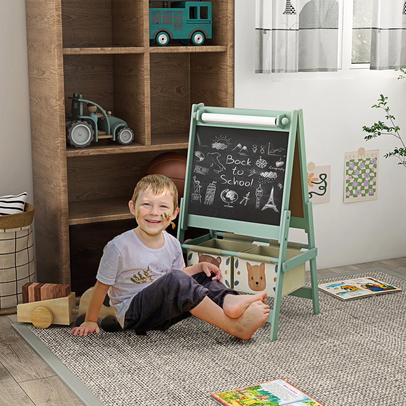 Easel for Kids, 3 in 1 Kids Art Easel with Double Sided Drawing Board and Storage Baskets
