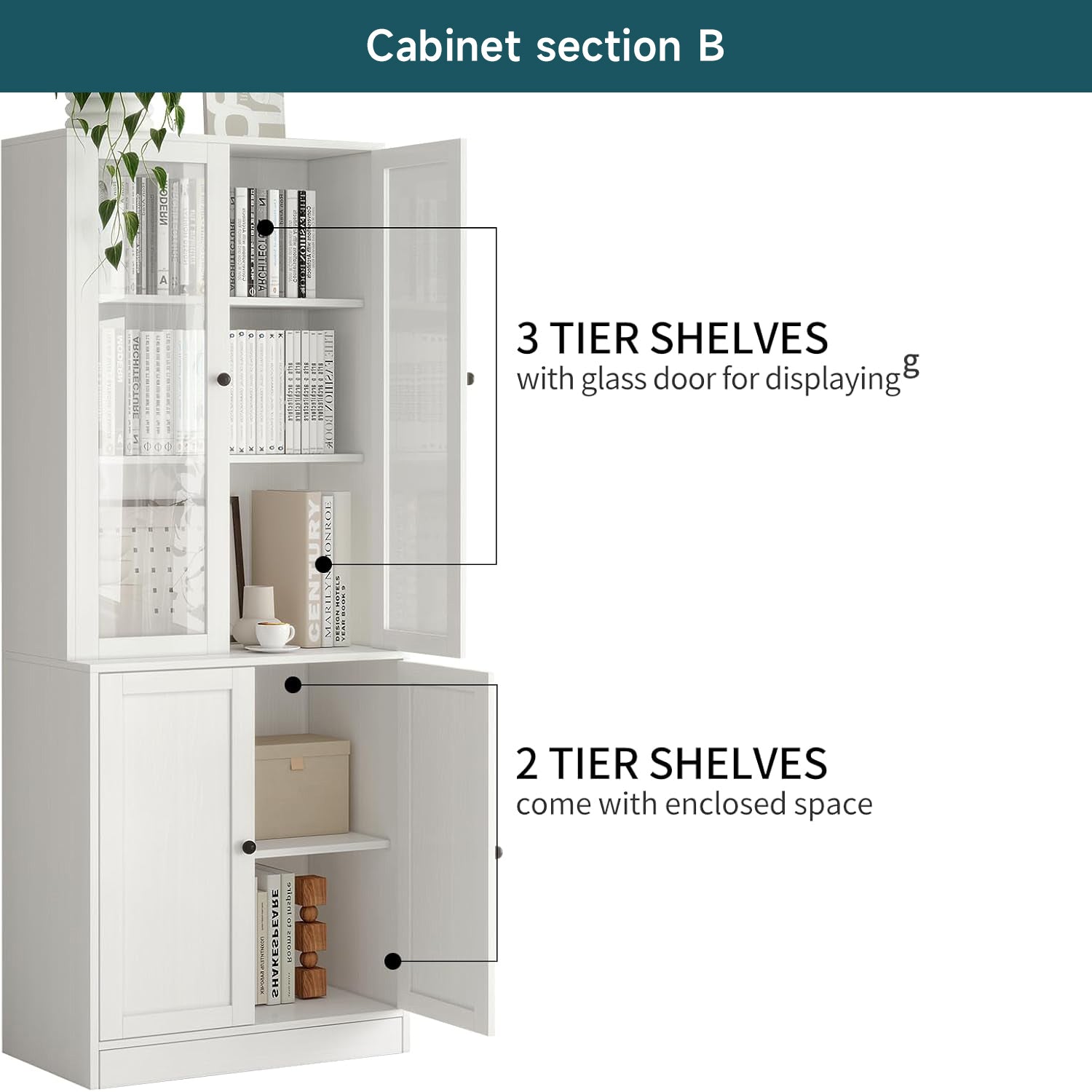 Combination Bookcase 2-Piece Set, 71-inch Bookcase with Drawers Shelve ...