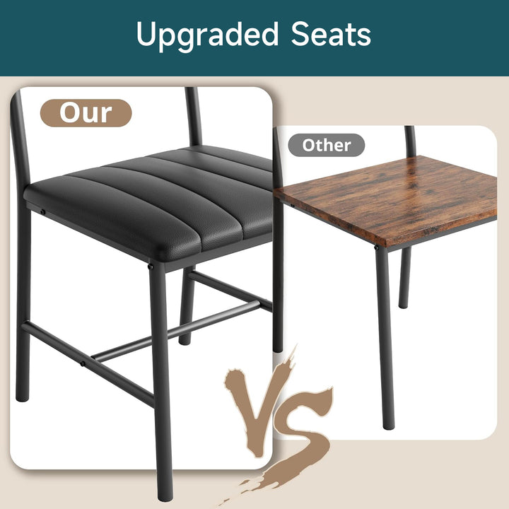 Dining Table Set, Wood Kitchen Table with Upholstered Bench and 2