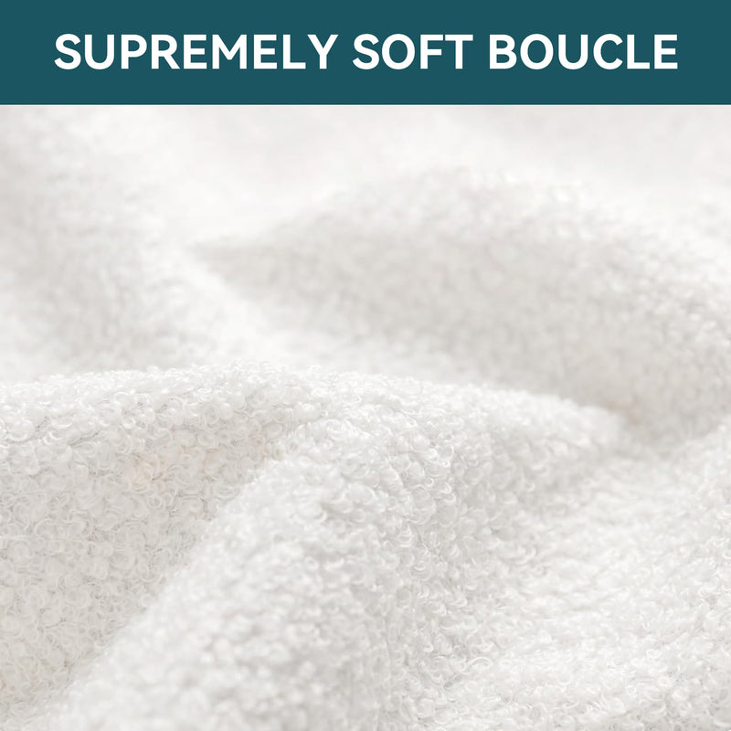 Soft Teddy Boucle Upholstered Platform Bed Frame with 4 Storage Drawers, Noise-Free, No Box Spring Needed, Easy Assembly