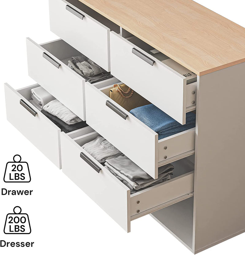 Ohwill Storage Cabinet with 6 Drawers, Drawer Dresser for Bedroom Living Room Hallway Children&
