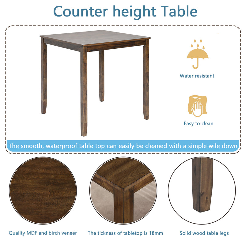5 Piece Dining Table Set Dining Table Set for 4, Wooden Kitchen Table with 4 Upholstered Chairs