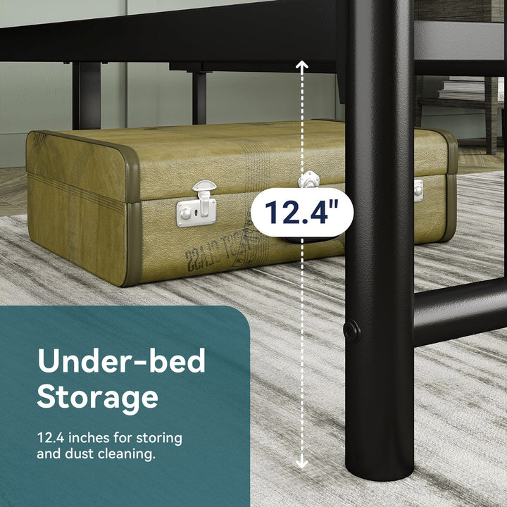 Metal Platform Bed Frame with Victorian Headboard and Footboard