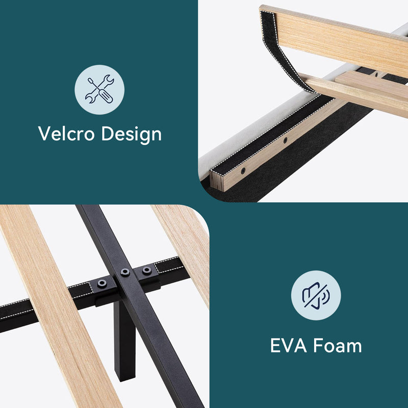 Velvet Platform Bed Frame with Upholstered Headboard Wooden Slats Support, Fully Upholstered Mattress Foundation