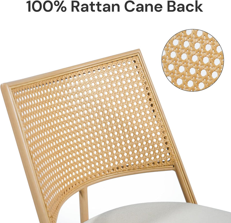 Rattan Dining Chairs Set of 4 with Comfy Sponge Cushions