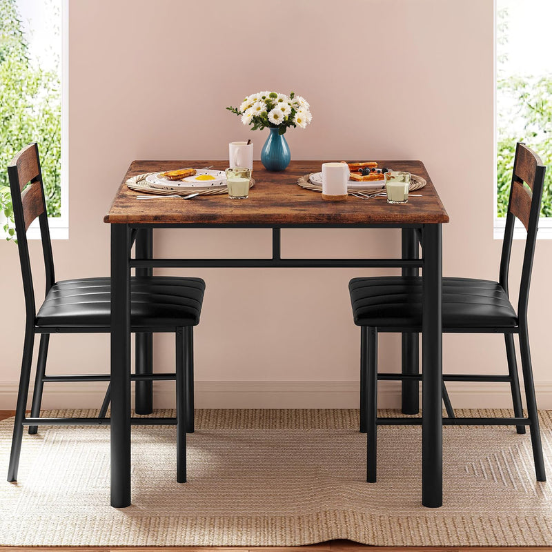 Dining Table Set for 2 Small Kitchen Table with Upholstered Chairs, Compact Dining Set, Kitchen, Dining Room