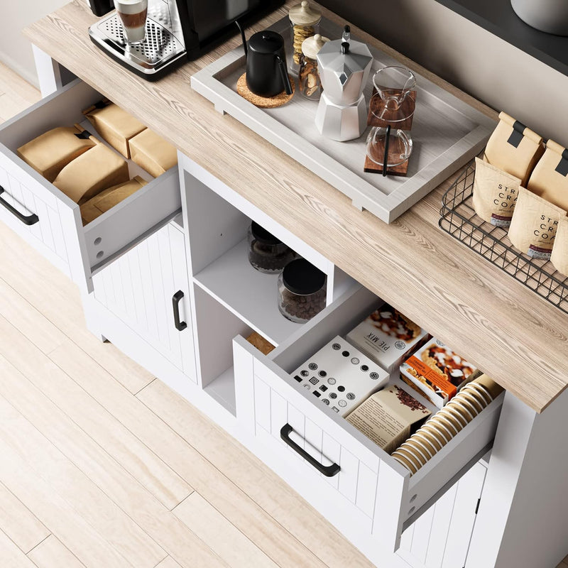 Buffet Storage Cabinet 42.5 inches Kitchen Buffet Table Sideboard with Adjustable Shelves, Accent Coffee Bar Cabinet for Kitchen