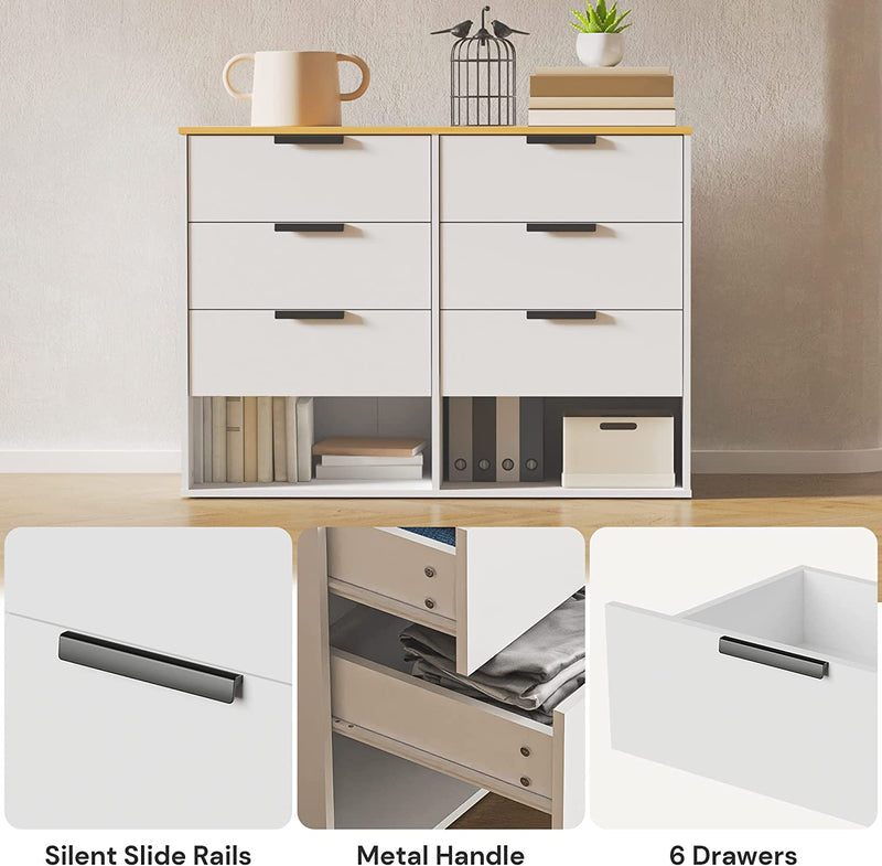Ohwill Storage Cabinet with 6 Drawers, Drawer Dresser for Bedroom Living Room Hallway Children&