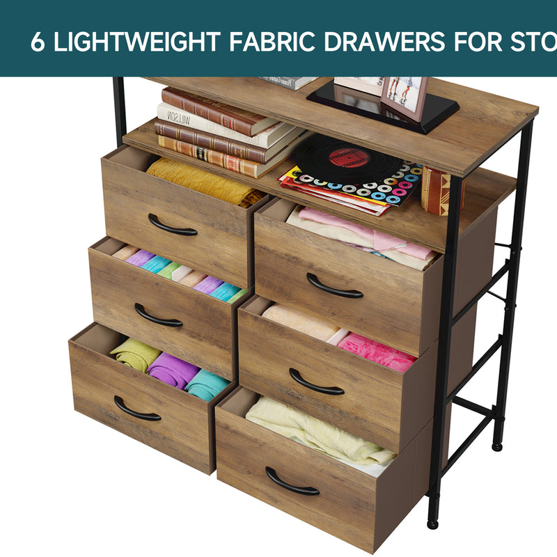 Fabric Chest with 6 Drawers, Bedroom Chest of Drawers, Storage Cabinet
