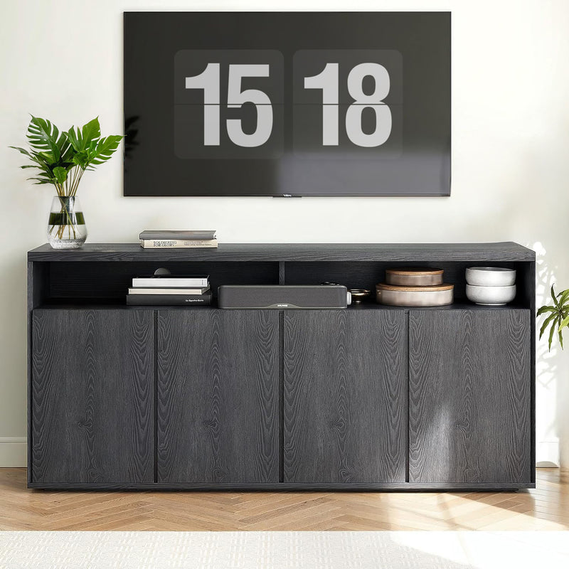 63" Storage Cabinet with Shelves and 4 Compartments For Kitchen, Living Room, Dining Room, Bedroom