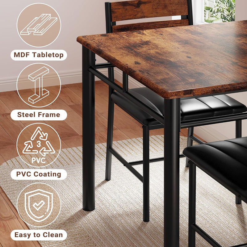 Dining Table Set for 2 Small Kitchen Table with Upholstered Chairs, Compact Dining Set, Kitchen, Dining Room