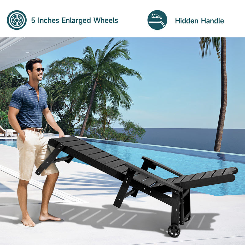 Outdoor Lounge Chair with 5-level Adjustable Backrest, Patio Lounge Chair with Cup Holder