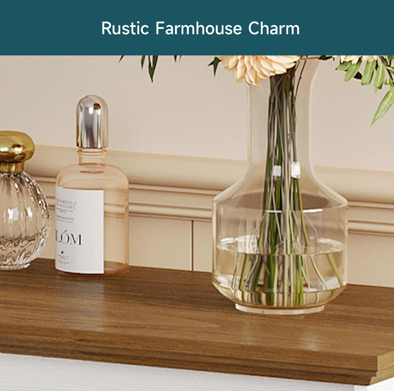 Farmhouse 6 Drawers Dresser, 55.1" Large Drawers, Wooden Chest of Drawers with Sliding Barn Door