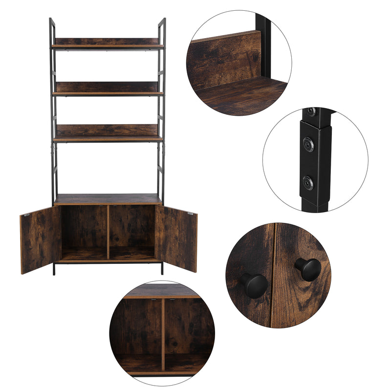 Industrial Bookshelf 6 Tier 70 inch Industrial Bookcase Display Rack with Storage and Shelves