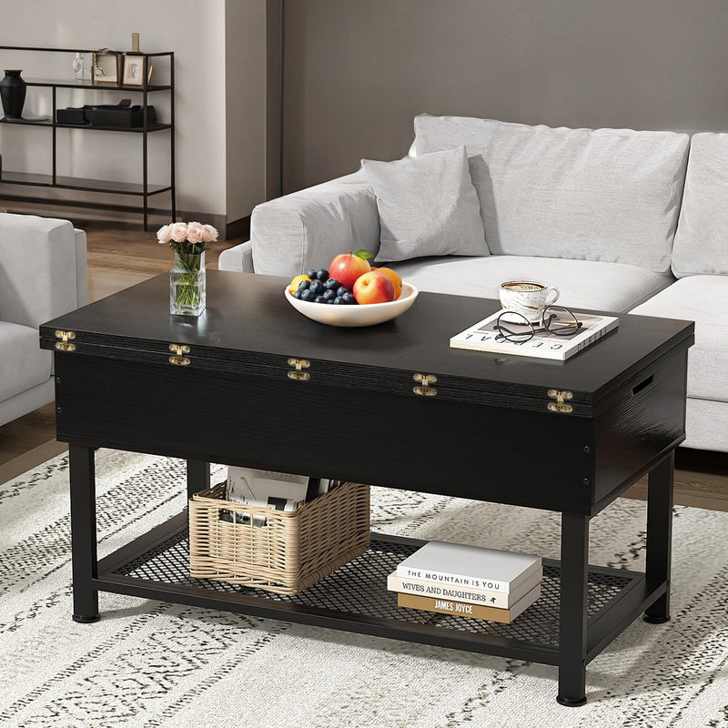 Coffee Table with Lifting Top Modern Lift Dining Table with 4 Storage Spaces