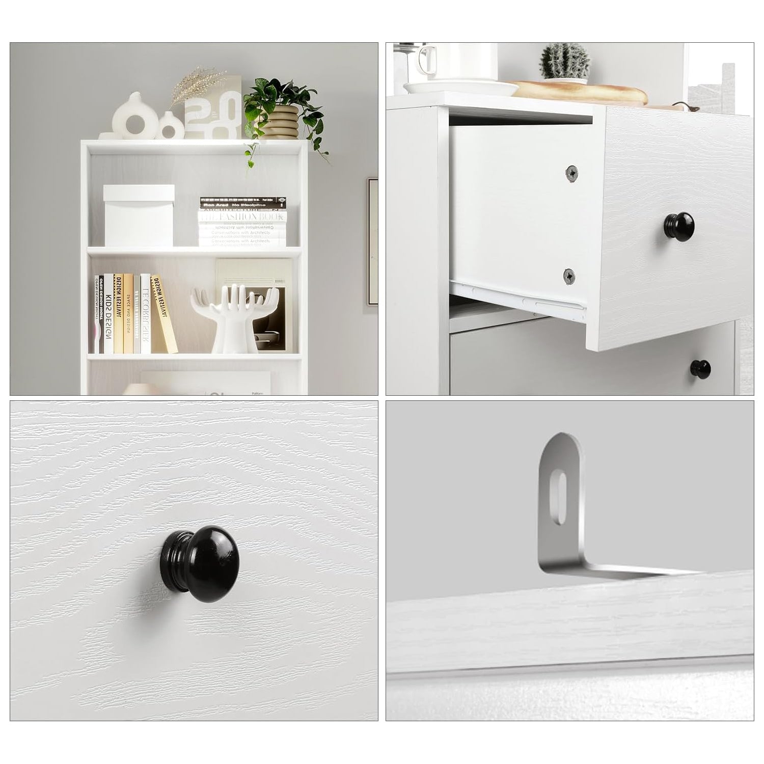 Combination Bookcase 2-Piece Set, 71-inch Bookcase with Drawers Shelve ...