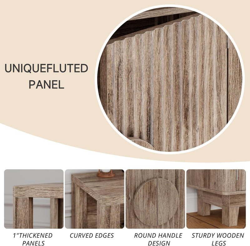 Storage Cabinet, Farmhouse Cabinet Sideboard with Adjustable Shelves and Doors, Small Alcove Coffee Bar with Open Compartments