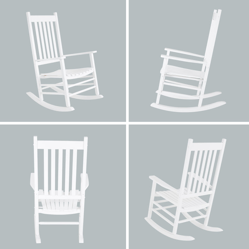 Wooden Rocking Chair Outdoor Porch Rocker with High Back for Garden, Lawn, Balcony, Backyard, Porch-1 Pack