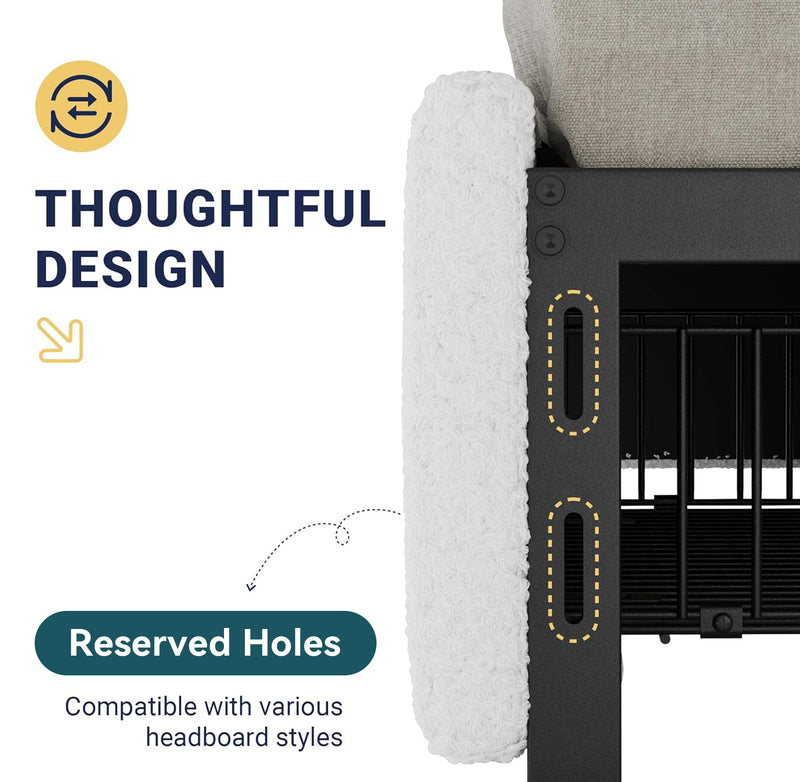 Soft Teddy Boucle Upholstered Platform Bed Frame with 4 Storage Drawers, Noise-Free, No Box Spring Needed, Easy Assembly