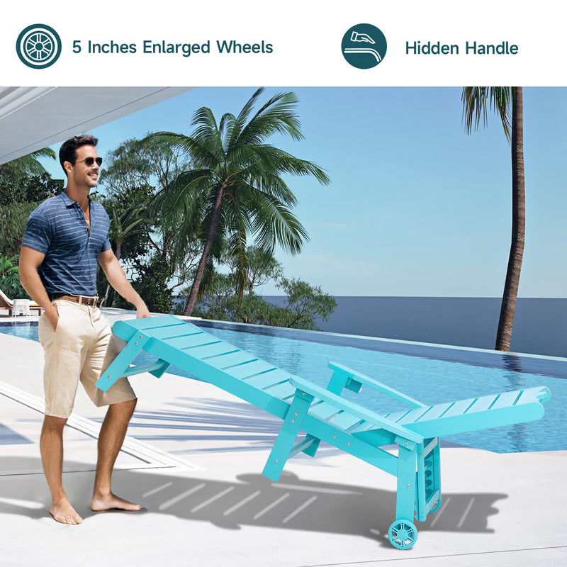 Outdoor Lounge Chair with 5-level Adjustable Backrest, Patio Lounge Chair with Cup Holder