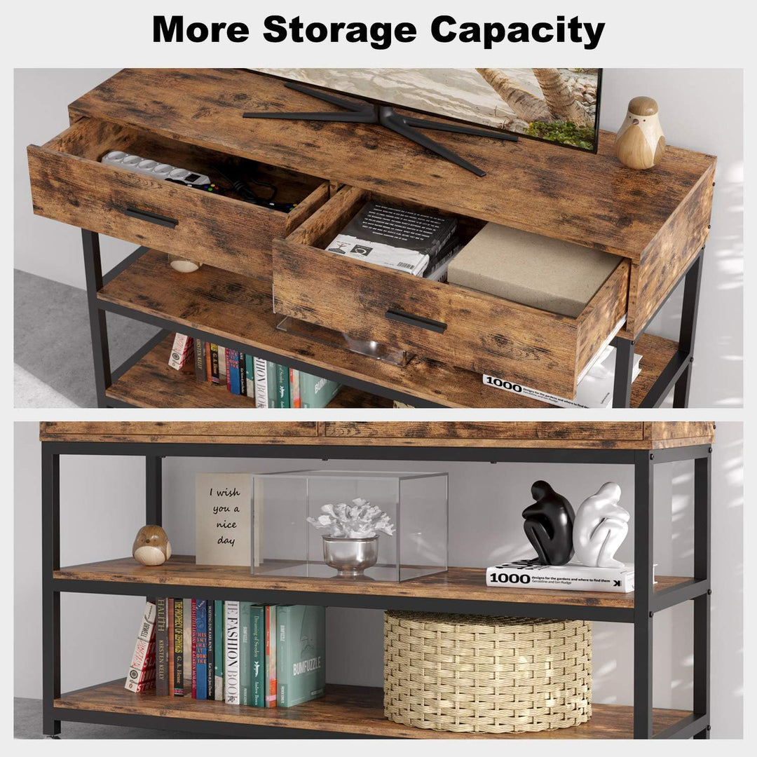 47 Inches TV Stand with Storage Cabinet with Drawers for 55 Inch