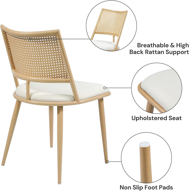 Rattan Dining Chairs Set of 4 with Comfy Sponge Cushions