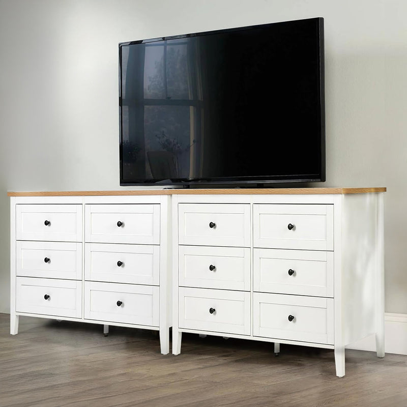 Traditional White Dresser with 6 Drawers, Storage Dresser, Chest Dresser