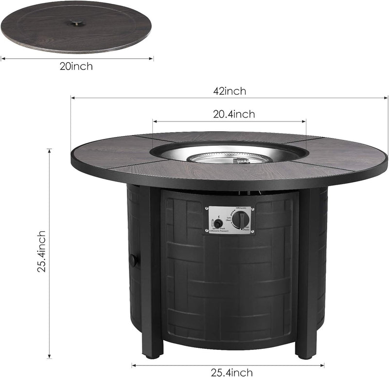 42-inch Propane Fire Pit Table 50,000 BTU Auto-Ignition Gas Fire Pits with Waterproof Cover