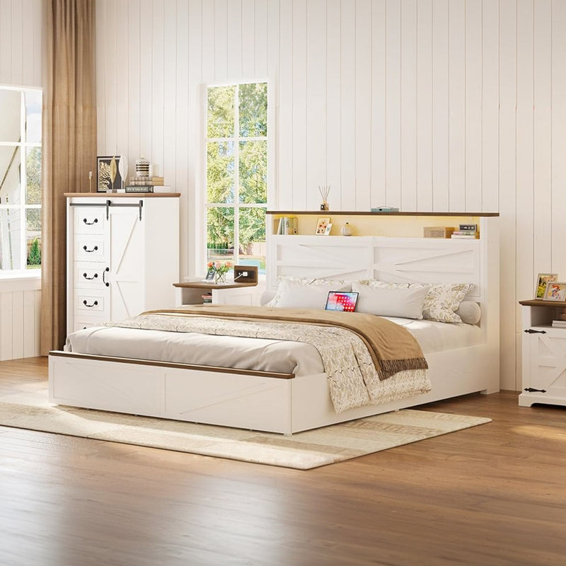 5 Drawer Dresser for Bedroom, 48" Tall Dresser Chest of Drawers, Dresser Storage Cabinet with Sliding Barn Doors