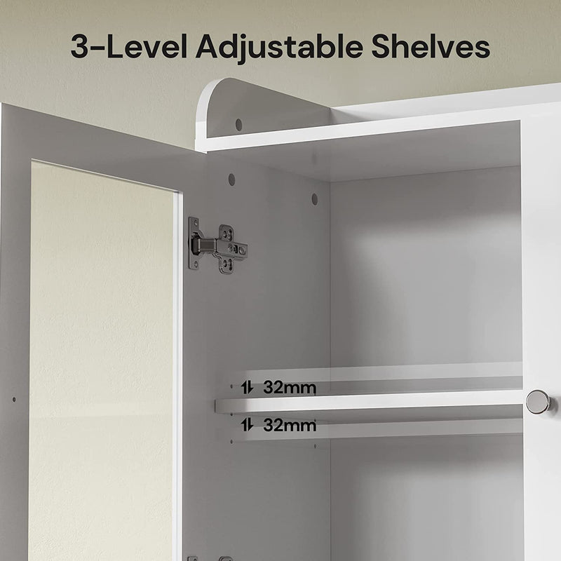 Ohwill Kitchen Pantry Storage Cabinet Kitchen Buffet with Hutch, Doors, and Adjustable Shelves, White