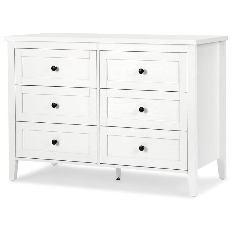 Traditional White Dresser with 6 Drawers, Storage Dresser, Chest Dresser