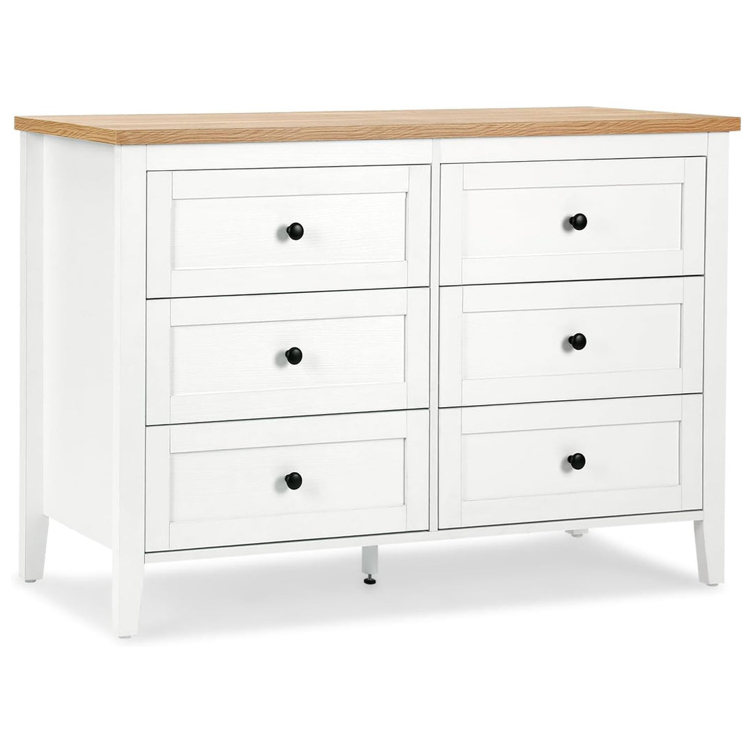 Traditional White Dresser with 6 Drawers, Storage Dresser, Chest Dress – Online Furniture Store