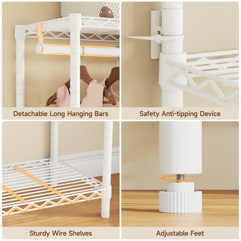 Heavy Duty Closet Organizer, Freestanding Closet System with Wire Shel ...