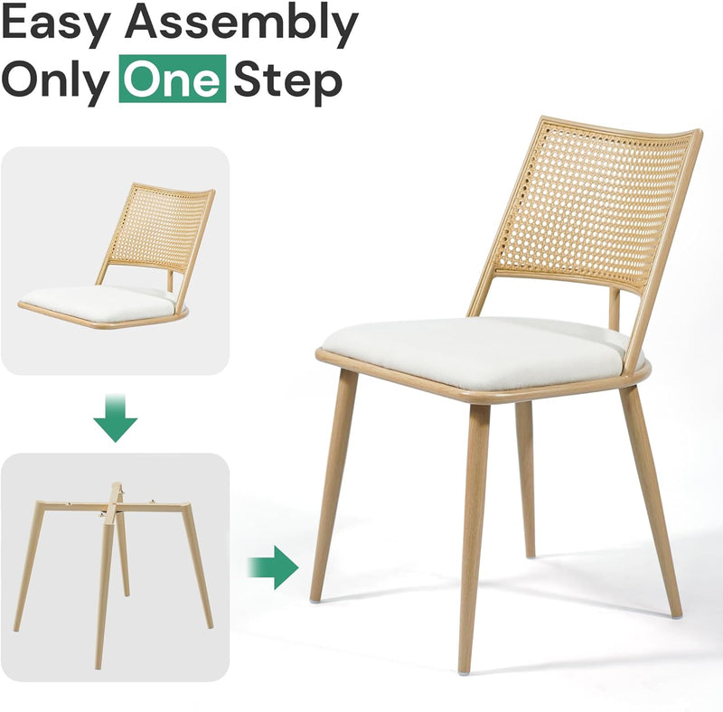 Rattan Dining Chairs Set of 4 with Comfy Sponge Cushions