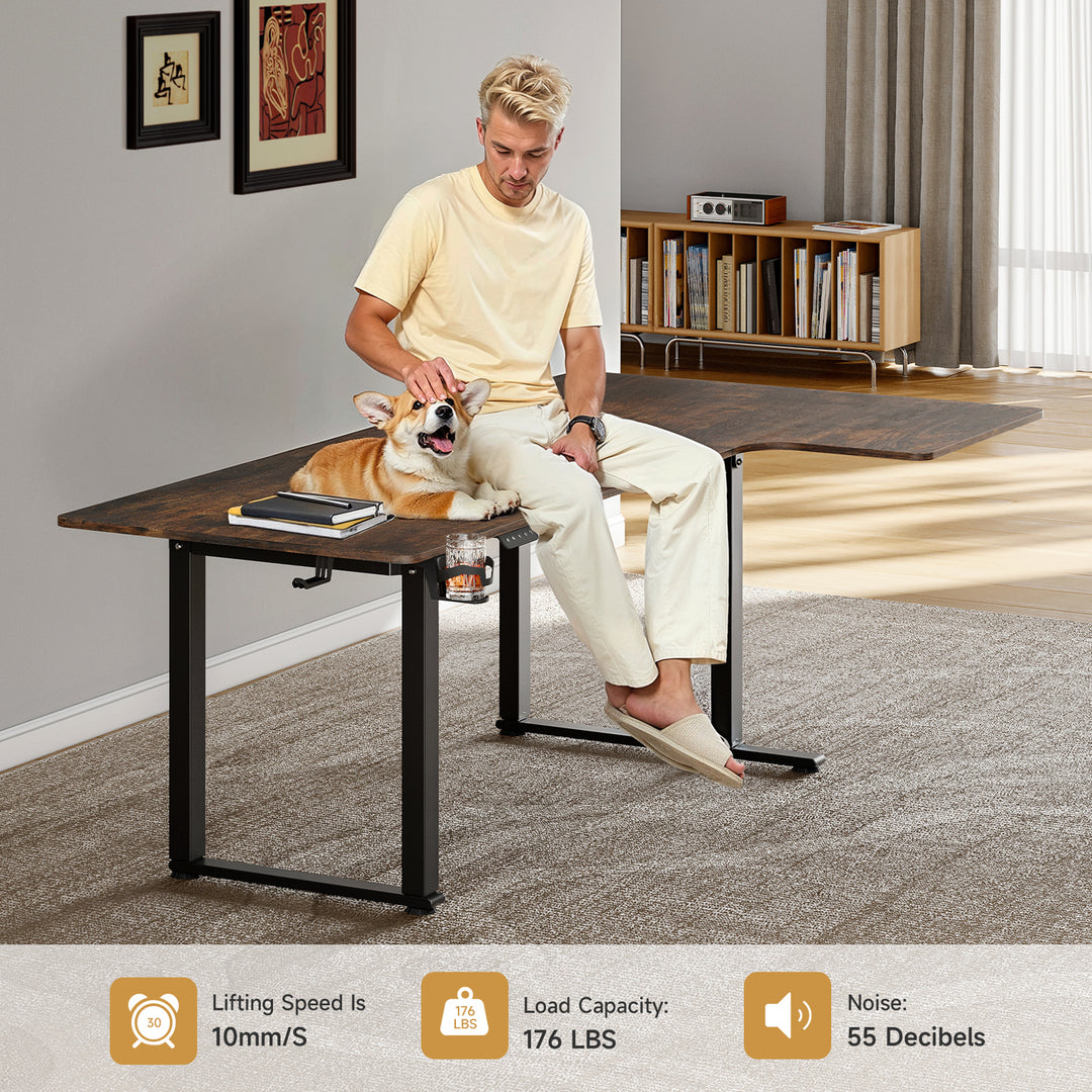 L Shaped Desk Electric Standing Desk with Dual Motors and Memory