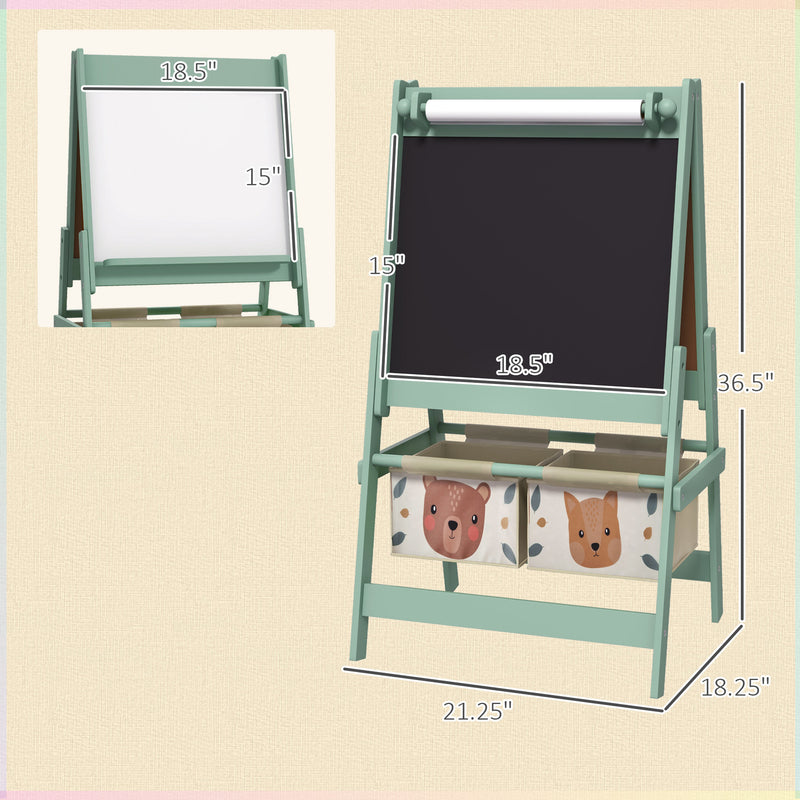 Easel for Kids, 3 in 1 Kids Art Easel with Double Sided Drawing Board and Storage Baskets