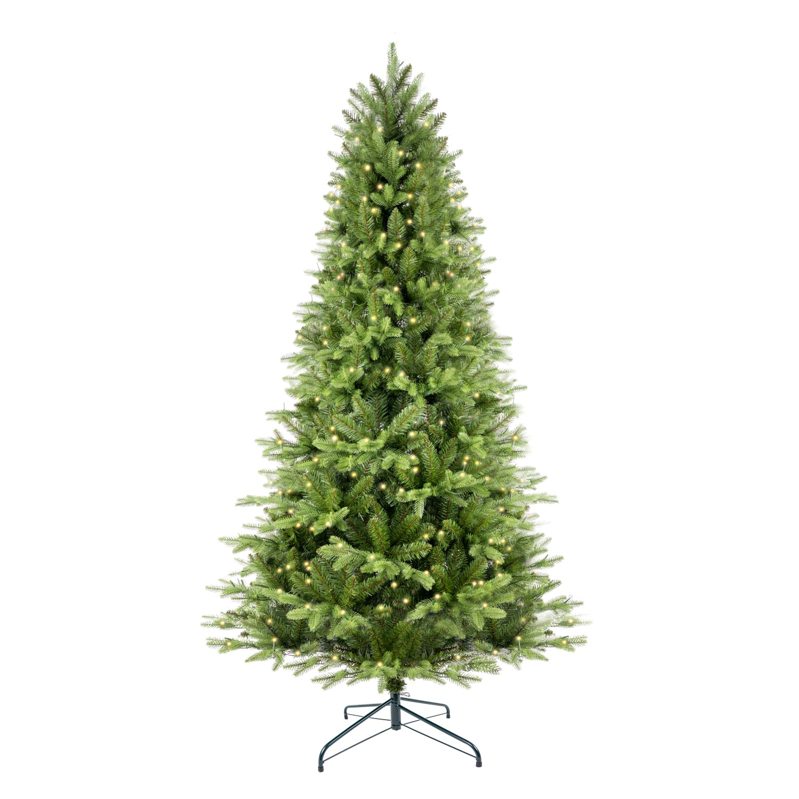 7.5ft PreLit PE&PVC Artificial Christmas Tree with Metal Stand and 55