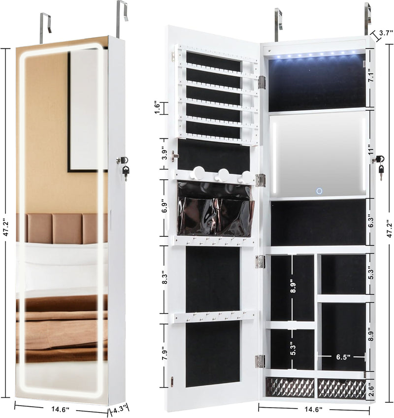 Jewelry Storage Mirror Cabinet With LED Lights