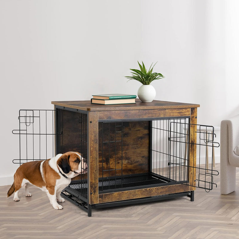 Dog Crate Furniture 29-inch Side End Table, Dog Cage with Pull-Out Removable Tray for Small Pets
