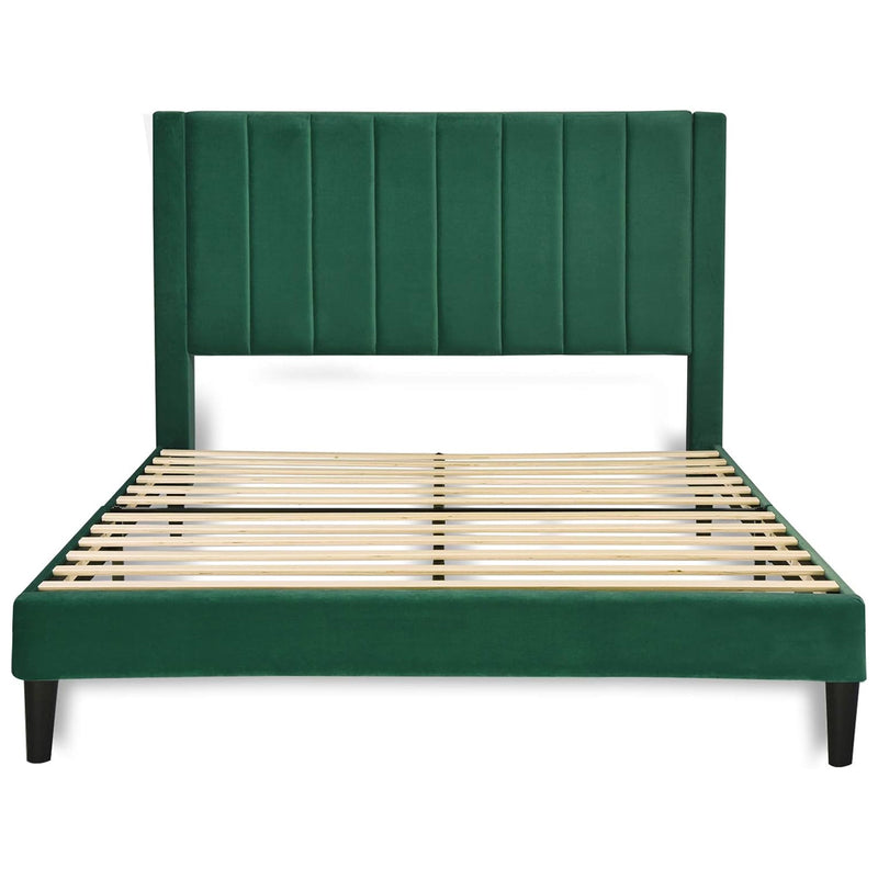 Velvet Upholstered Bed Frame with Tufted Headboard-Full/Queen/King Size