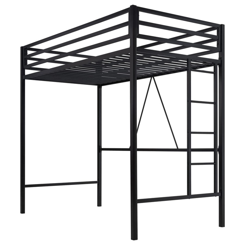 Loft Bed Space-Saving Twin Size Bed Frame with Guardrail, Removable Stairs