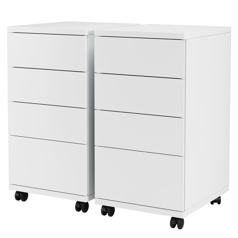 Ohwill File Cabinet 4 Drawers Mobile Filing Cabinet, Rolling Pedestal Under Desk for Home Office White